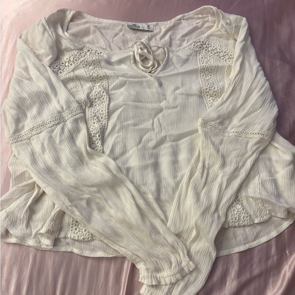 Hollister white peasant shirt